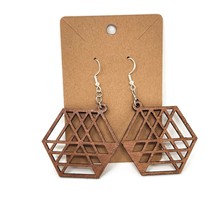 Grated Geometric Dangle Earring • French Hook • All-Natural Materials • Homemade - £7.97 GBP