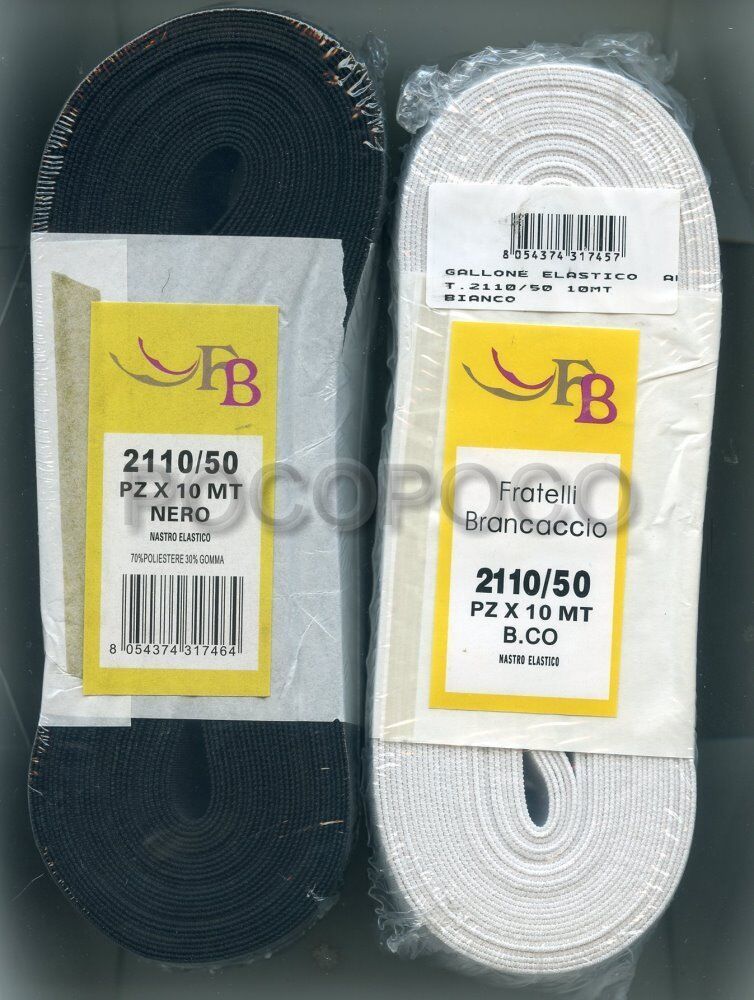 Gallon Elastic Ribbon Height 50 mm 2110/50 Stretch Black and White - $1.39+