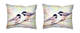 Pair Of Betsy Drake Chickadees No Cord Pillows 16 X 20 - £71.21 GBP