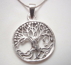 Olive Tree 925 Sterling Silver Necklace Tree of Life - £9.02 GBP