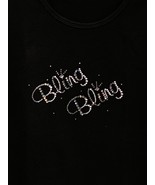 Christine Alexander FITTED black shirt size L short sleeve scoop neck Bling - $1,377.79 MXN