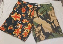 Neff Shorts Mens Sz L Floral Green Camouflage Board Hot Tub Swim Trunks ... - $19.27