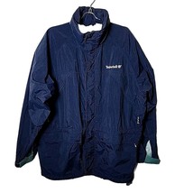 Timberland Men XL Weathergear Blue Rugged Wear Storable Hood Zip Jacket - £39.70 GBP