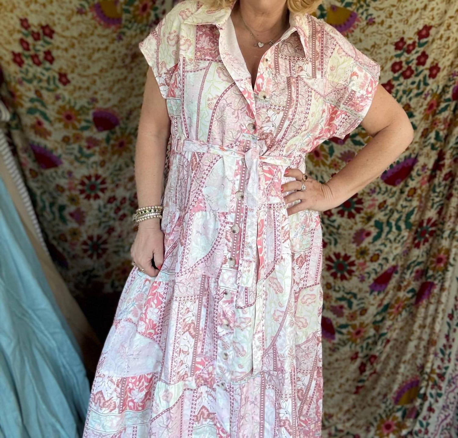 Polagram Florals And Paisley Midi Dress Pink Multi - $52.00