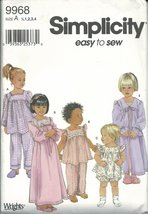 Simplicity 9968A Sewing Pattern Toddlers Pajamas Size 1/2-4 - $14.99