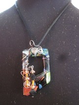 Unique Hand Made Silk Cord Glass and Metal Necklace One of A Kind Worn One Time - £15.79 GBP