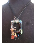 Unique Hand Made Silk Cord Glass and Metal Necklace One of A Kind Worn O... - £15.92 GBP