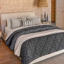 Tecali Geometric Decorative Reversible Comforter Set 5 Pcs King Size - £142.43 GBP