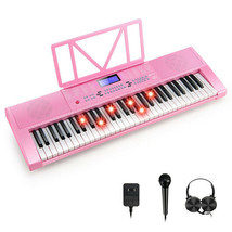 61-Key Electric Piano Keyboard for Beginner-Pink - Color: Pink - $2,663.78 MXN