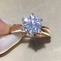 2CT Round Cut D/VVS1 Diamond Engagement Wedding 14k Yellow Gold Plated Ring - £65.85 GBP