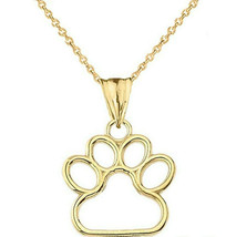 14k Yellow Gold Dog Paw Print Small Dainty Pendant Necklace Pet Animal foot 0.66 - £86.03 GBP+
