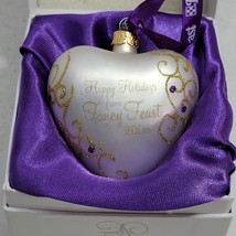 Vtg Fancy Feast 2008 Cat Christmas Ornament Cat on heart Dated Collectible - £10.61 GBP