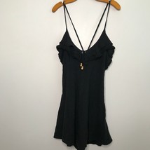 Free People Dress L Black Scoop A Line Strappy Tie Halter Mini Casual Pullover - £14.37 GBP