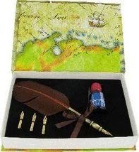 Caligraphy Pen Set Quill Pen, 3 Nibs &amp; Ink in Gift Box CAL4 - £18.20 GBP