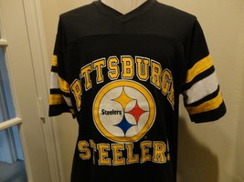Vtg 90&#39;s Logo 7 Pittsburgh Steelers NFL Football Screen 50-50 Jersey Adult L - £34.34 GBP