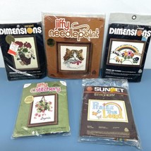 Lot of 5 Vintage Needlepoint Kits, Jiffy, Sunset, Dimensions - $23.74