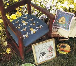 Cross Stitch Bees Chair Pillow Beeskep Bellpull Bunny Garden Framed Pic ... - £9.00 GBP