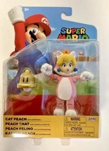 New Jakks Pacific 41175 World Of Nintendo 4&quot; Mario Cat Peach W/SUPER Bell Figure - £20.19 GBP
