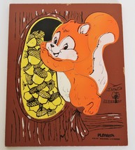 Vintage 1980's Playskool Wooden Tray Puzzle 6 pc 275-37 Squirrel - $19.99