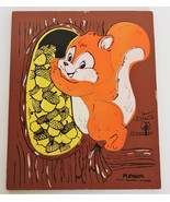 Vintage 1980&#39;s Playskool Wooden Tray Puzzle 6 pc 275-37 Squirrel - $19.99
