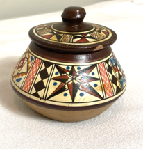 Small Artisan Made Pottery Pot with Lid Cusco Peru - $14.24