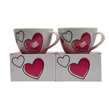 2 T Mobile Tuesdays Mugs Coffee Cups Valentines Day Hearts Love Cup White Pink - £15.94 GBP