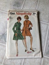VINTAGE 1967 SIMPLICITY SEWING PATTERN 7244 ~MISSES&#39; STEP-IN PANTDRESS, ... - $18.27
