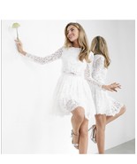 ASOS Edition Gigi crop top lace mini wedding dress Size 4US  Reg$160 - $120.00