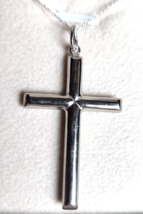 Sterling Silver Large Cross Pendant and 18 Inch 925 Silver Chain - £15.68 GBP