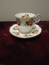 Elizabethan Fine Bone China Teacup and Saucer Yellow and Red Roses 2623 - $15.83