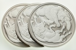 Lot of 3 2020 1 oz Australian Silver Bull and Bear Coins (BU) - £120.47 GBP