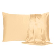 Pale Peach Dreamy Set Of 2 Silky Satin Queen Pillowcases - £25.17 GBP