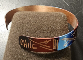 Modernist Enamel Copper Cuff Bracelet Signed CHILE Multi-Colored Nice piece Used - £25.88 GBP
