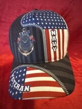 US NAVY VETERAN-PATRIOTIC USA-AMERICAN FLAG-BALL CAP HAT ADJUSTABLE PREO... - $9.99