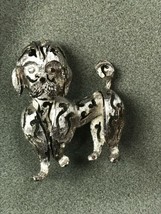 Vintage Dimensional Etched &amp; Cut-Out Silvertone Poodle Puppy Dog Pin Brooch –  - £12.09 GBP