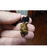 (an-liz-ur-3) Uromastyx lizard Brown carving PENDANT black necklace FIGU... - $10.97 CAD