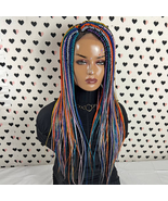 MultiColor Box Braided Wig Lace Closure Frontal Hand Braided Handmade Br... - $172.98