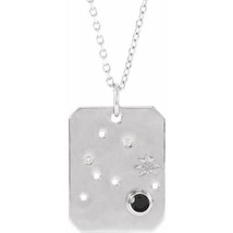 Sterling Silver Aquarius Zodiac Constellation Black Spinel and Diamond Necklace - £151.81 GBP