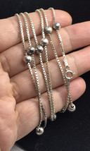 vintage Long 34” sterling silver beads station necklace 18” Signed SU Italy 16gr - £99.90 GBP