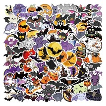 100 Pcs Halloween Cartoon Pumpkin Cute Bat Handmade Stickers Motorcycle Suitcase - £9.48 GBP