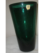 BAYEL SPECKLED CRYSTAL  CRISTAL GREEN VASE FRANCE  CENTERPIECE - $127.11