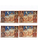 4 Halloween Placemats Tapestry Fall Pumpkin Scarecrow Laundered - £22.04 GBP