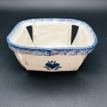 Ceramic Strawberry Basket with Blue Heart and Blue Edge 5 x 5 x 2.25 inch - £7.89 GBP
