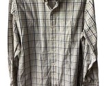 IZOD Long Sleeve Button Down Shirt Men’s Size Large Slim Blue Plaid Cotton - £9.19 GBP