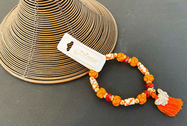 Bracelet: Orange Crystal Beads On Knotted Nylon W/BUTTERFLY New! Many Colors - £2.39 GBP