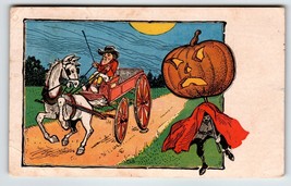 Halloween Postcard White Horse Carriage Buggy Coach JOL Pumpkin Oct 31 Cancel - £95.40 GBP