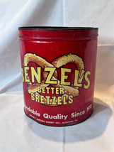 Vtg Benzel&#39;s Bretzels Tin Pretzel Can Altoona Pa. 2.5 Lbs. Sticks/1.5 Lb... - £31.61 GBP