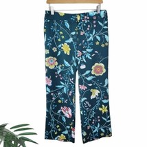 LOFT | Deep Teal Floral Print Cropped Pants, size 4 - £12.35 GBP