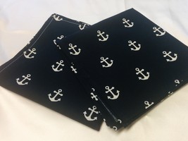 ANCHOR NAPKINS SET- Set of 4, White Anchors on Navy Blue Napkins - Nauti... - $367.32 MXN