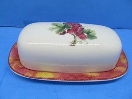 Doulton Everyday Vintage Grape 1/4 Pound Covered Butter Dish Rust Sponge... - $69.00